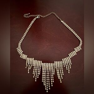 Gold small rhinestone costume jewelry necklace